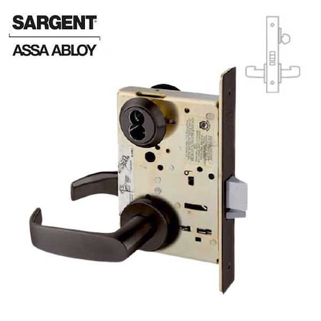 SARGENT 8200 Series Mortise Lock Mechanical Classroom Lock to accept SFIC Core LN Trim L Rose Dark Oxidized SRG-70-8237-LNL-10BE